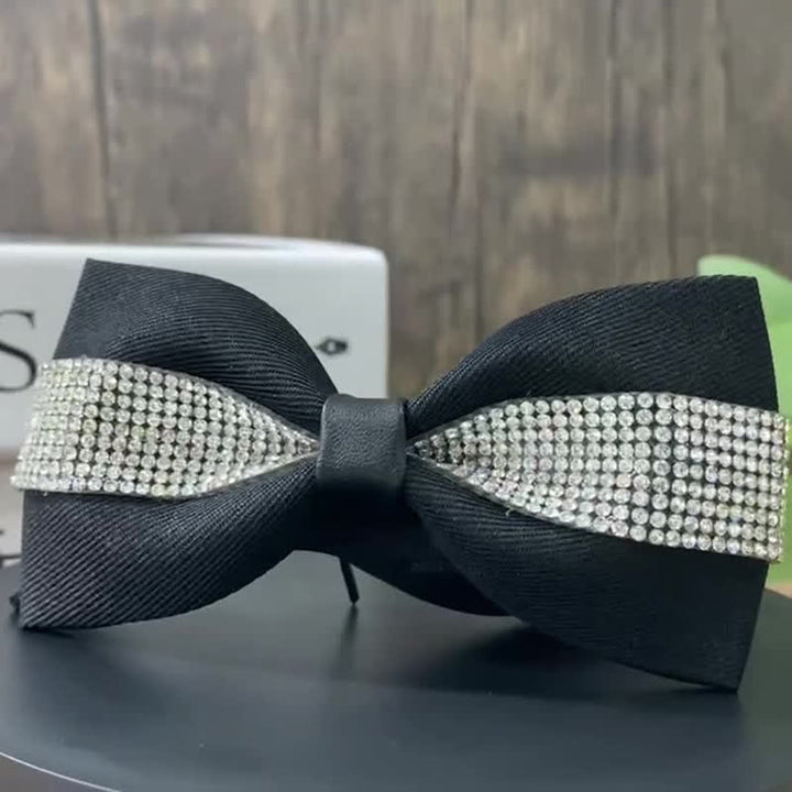 Men's Black Base Sparkling Stones Rhinestone Bow Tie - image 8