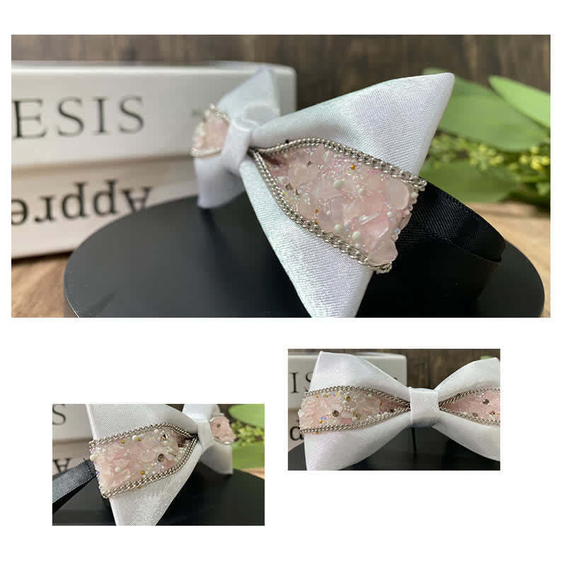 Men's Black Base Sparkling Stones Rhinestone Bow Tie - image 21