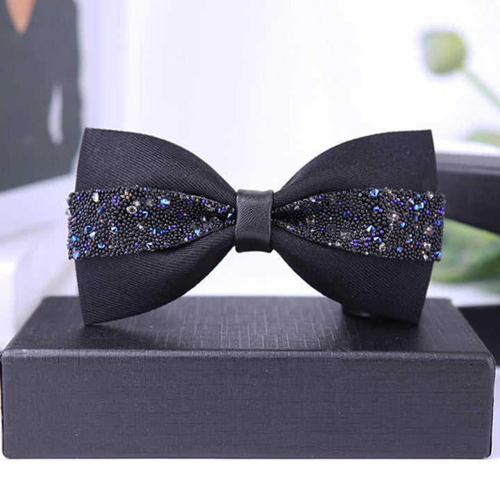 Men's Black Base Sparkling Stones Rhinestone Bow Tie - Style #8 - image 12