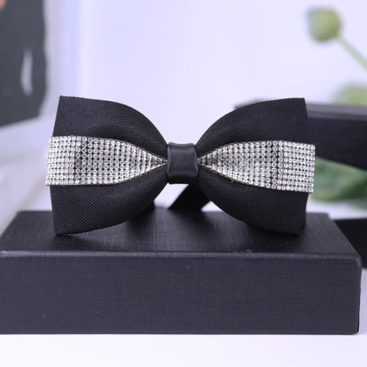 Men's Black Base Sparkling Stones Rhinestone Bow Tie - Style #6 - image 7