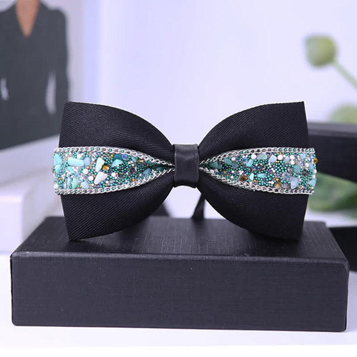 Men's Black Base Sparkling Stones Rhinestone Bow Tie - Style #2 - image 3