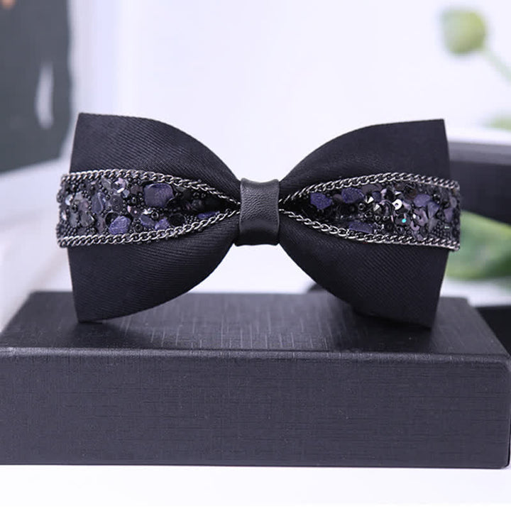 Men's Black Base Sparkling Stones Rhinestone Bow Tie - Style #11 - image 17