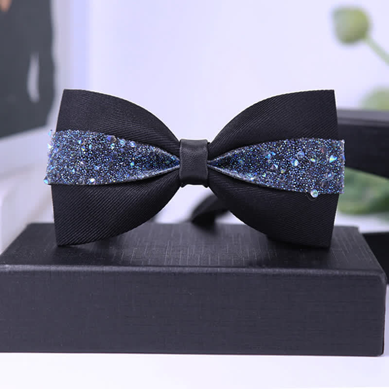 Men's Black Base Sparkling Stones Rhinestone Bow Tie - Style #4 - image 5