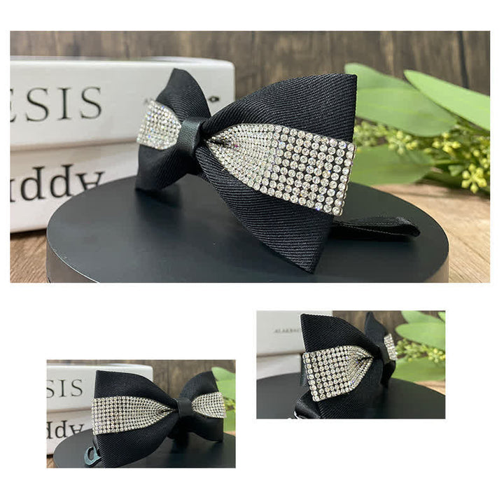 Men's Black Base Sparkling Stones Rhinestone Bow Tie - image 10