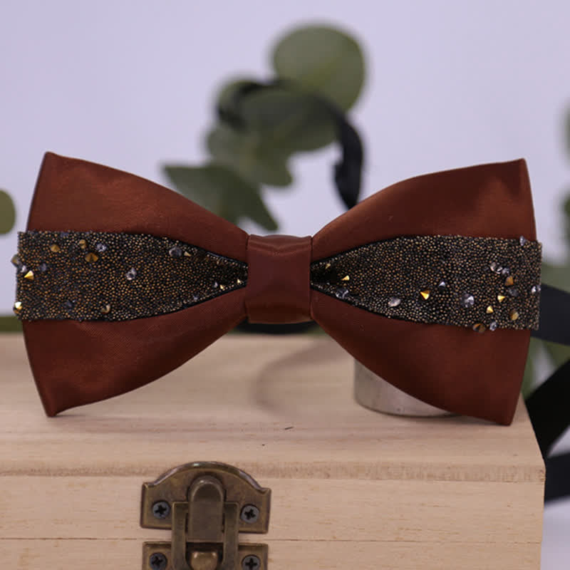 Men's Black Base Sparkling Stones Rhinestone Bow Tie - Style #18 - image 28