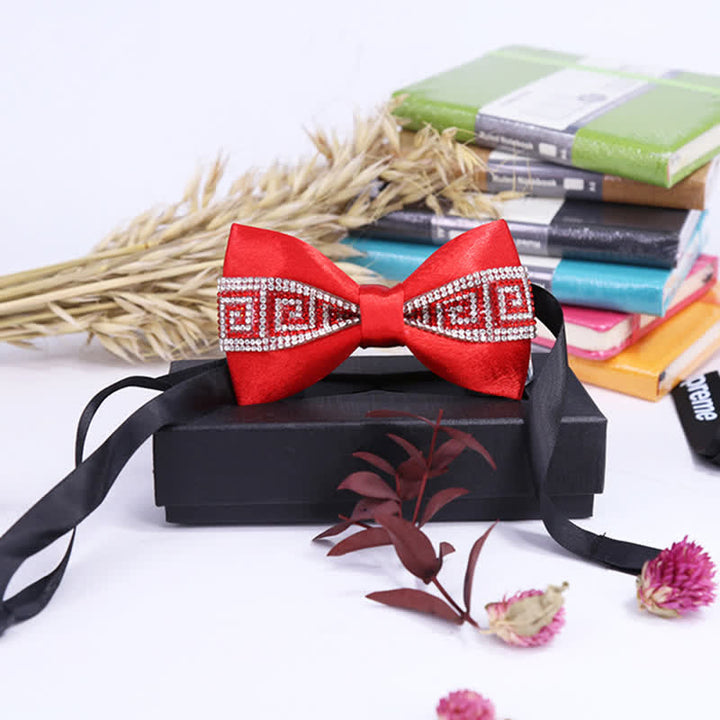 Men's Black Base Sparkling Stones Rhinestone Bow Tie - image 24
