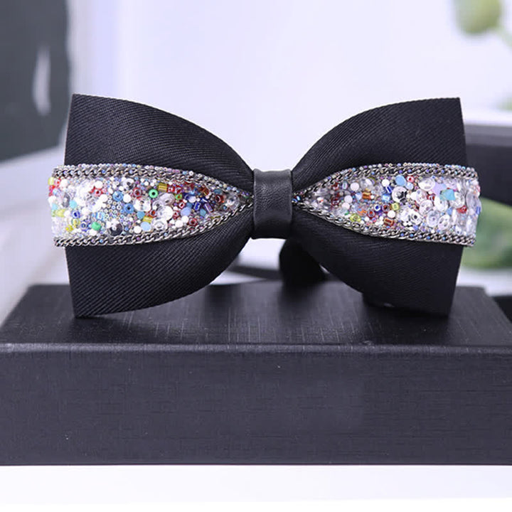 Men's Black Base Sparkling Stones Rhinestone Bow Tie - Style #3 - image 4