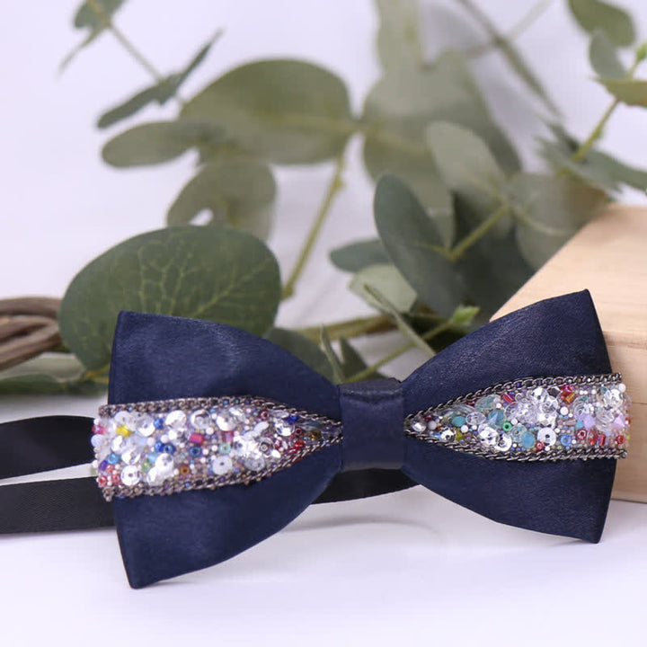 Men's Black Base Sparkling Stones Rhinestone Bow Tie - Style #19 - image 29