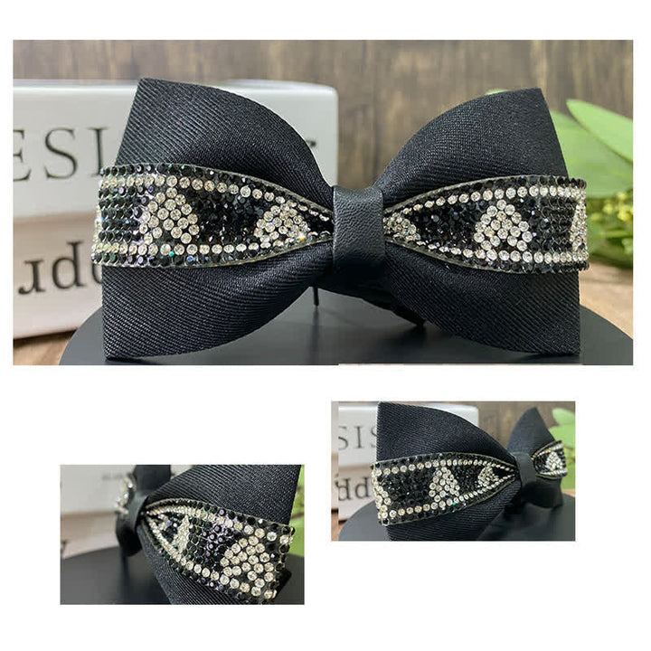 Men's Black Base Sparkling Stones Rhinestone Bow Tie - image 16