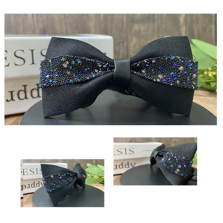Men's Black Base Sparkling Stones Rhinestone Bow Tie - image 13