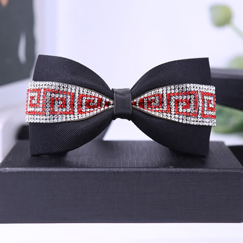 Men's Black Base Sparkling Stones Rhinestone Bow Tie - Style #12 - image 19