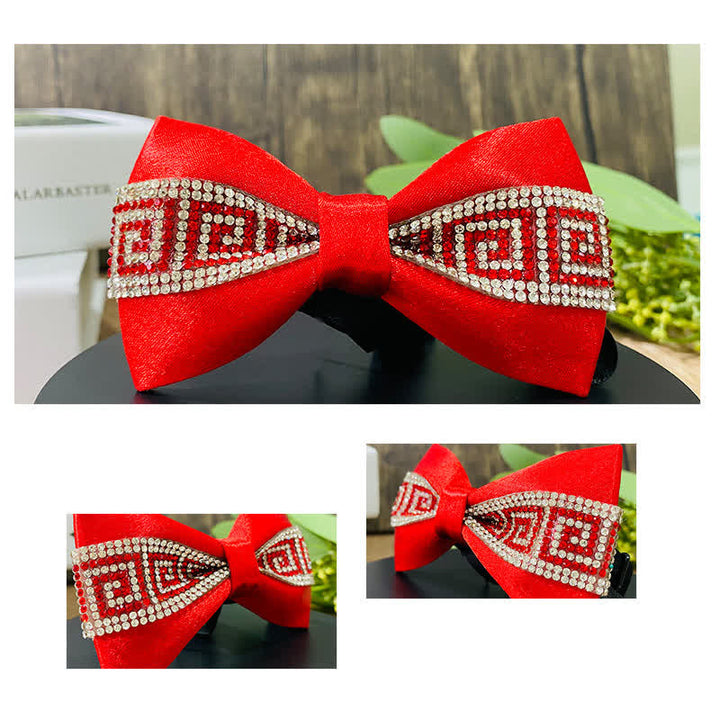 Men's Black Base Sparkling Stones Rhinestone Bow Tie - image 23