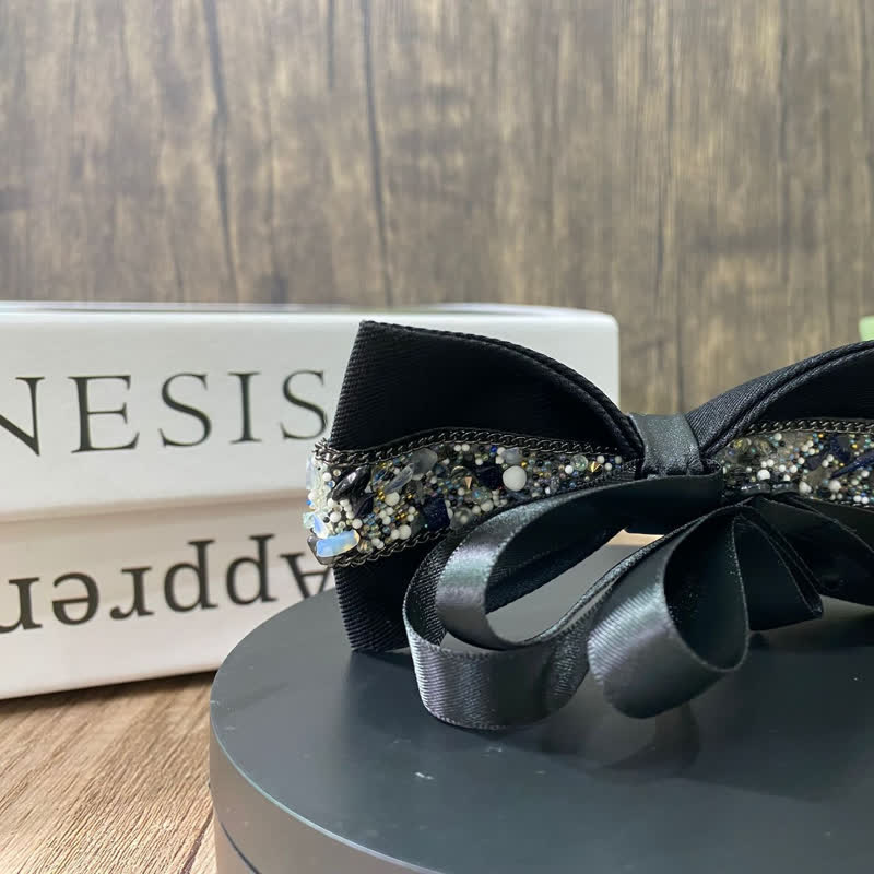 Men's Black Base Sparkling Stones Rhinestone Bow Tie - image 9