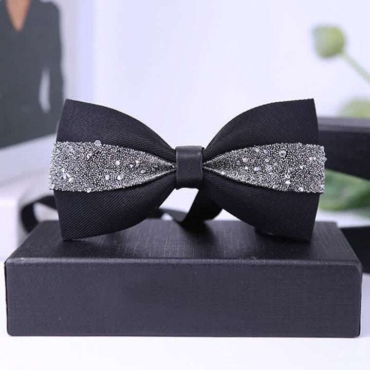 Men's Black Base Sparkling Stones Rhinestone Bow Tie - Style #7 - image 11