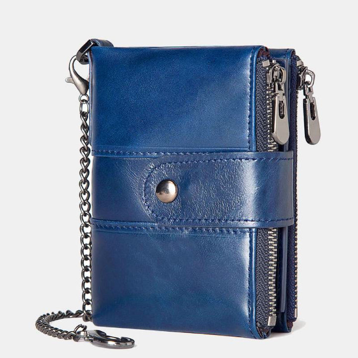 Genuine Leather Anti-theft Retro Wallet With Chain