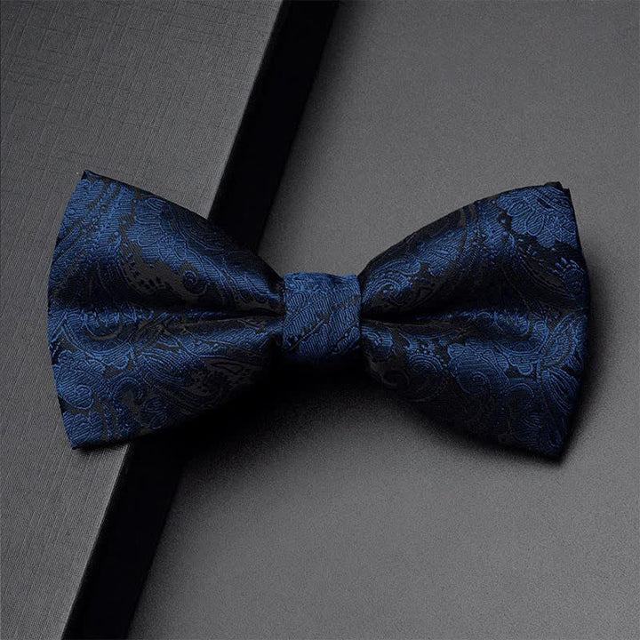 3Pcs Men's Navy Paisley Pocket Corsage Bow Tie Set - Plain - Bow Tie - image 2