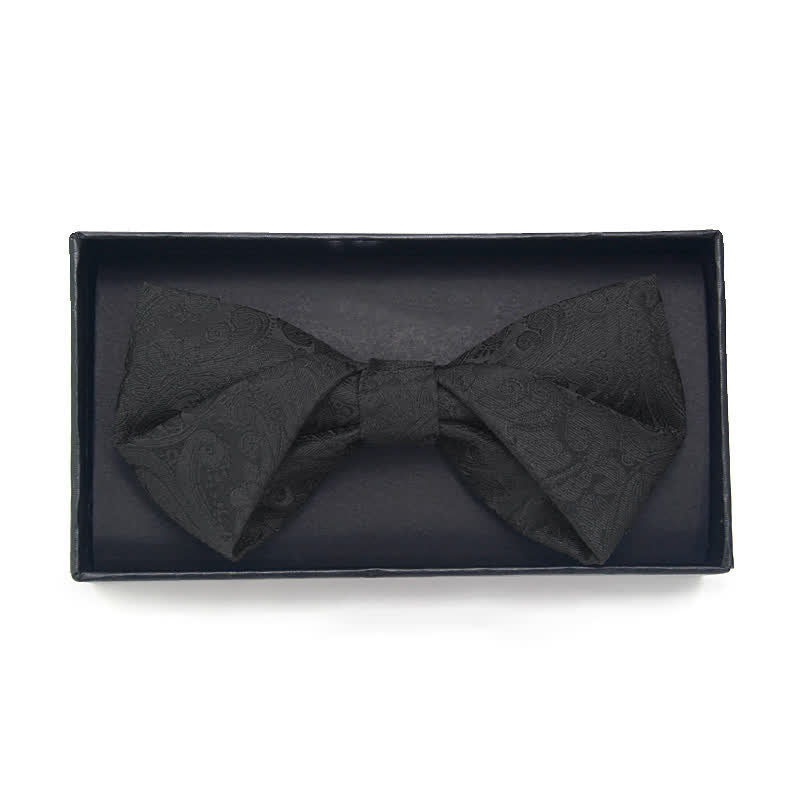 3Pcs Men's Black Paisley Pocket Corsage Bow Tie Set - Twist - Bow Tie - image 9