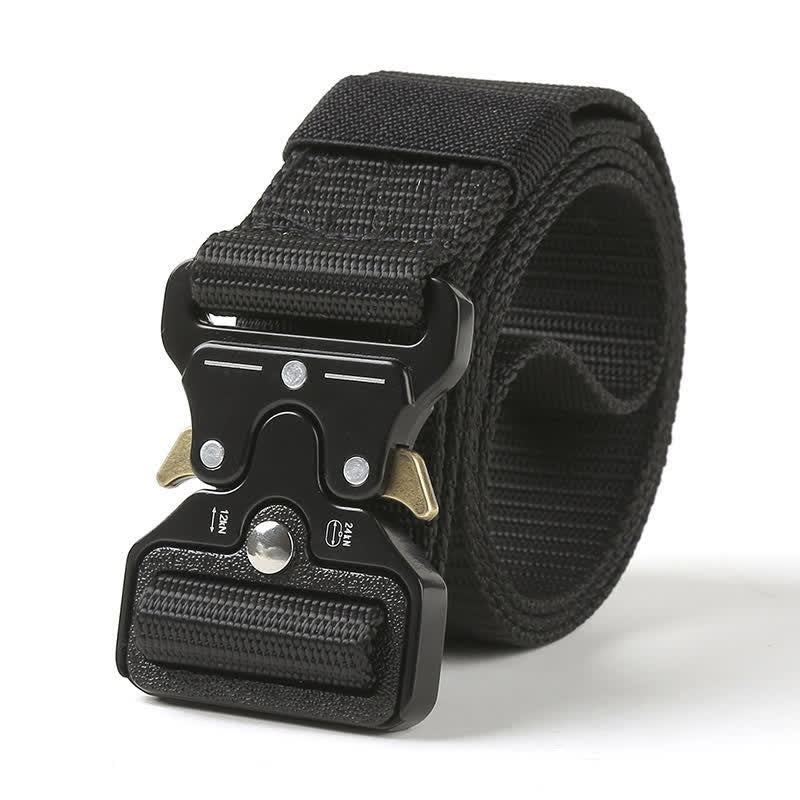 Men's Heavy Duty Release Buttons Tactical Belt - Black - 48" - image 10