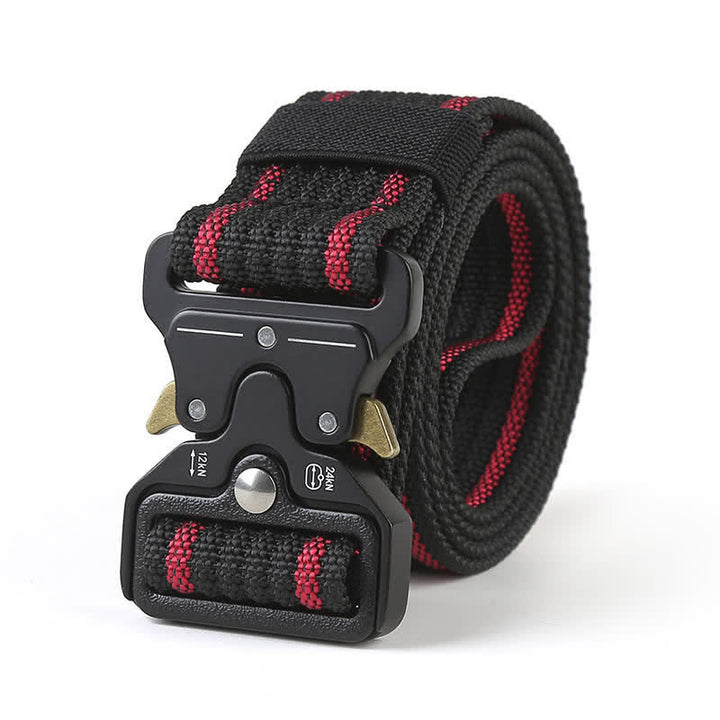 Men's Heavy Duty Release Buttons Tactical Belt - Black & Red - 48" - image 0