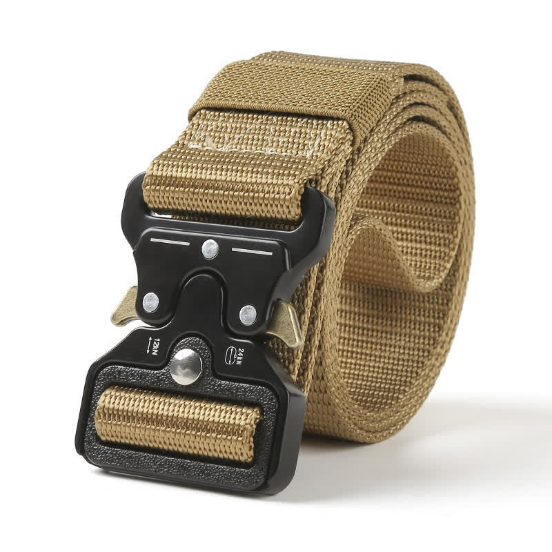 Men's Heavy Duty Release Buttons Tactical Belt - Dark Khaki - 48" - image 11