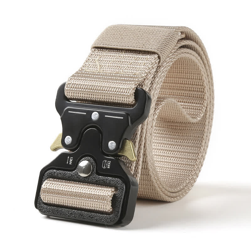 Men's Heavy Duty Release Buttons Tactical Belt - Beige - 48" - image 14