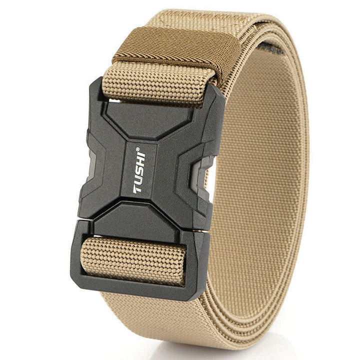 Men's Simple Quick Release Buckle Elastic Tactical Belt - Khaki - 48" - image 8