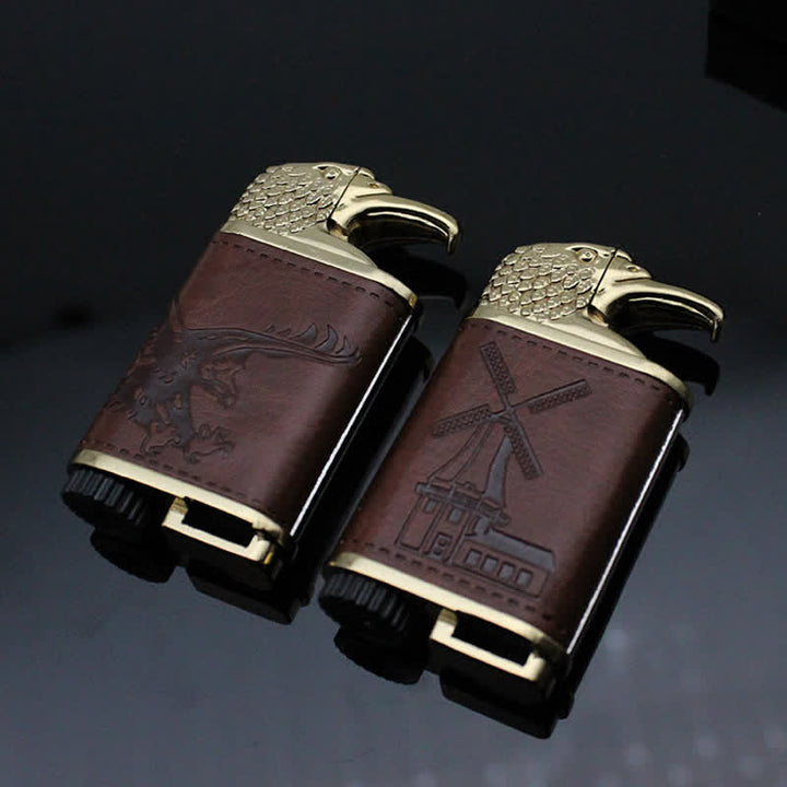 Eagle Head Leather Refillable Butane Lighter - image 3
