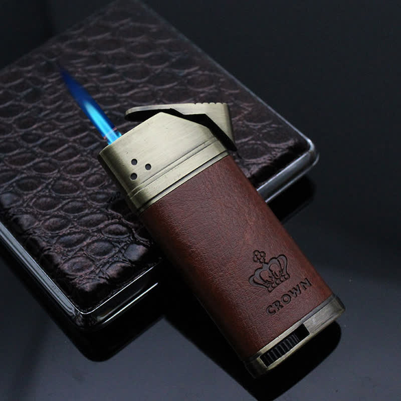 Eagle Head Leather Refillable Butane Lighter - image 1
