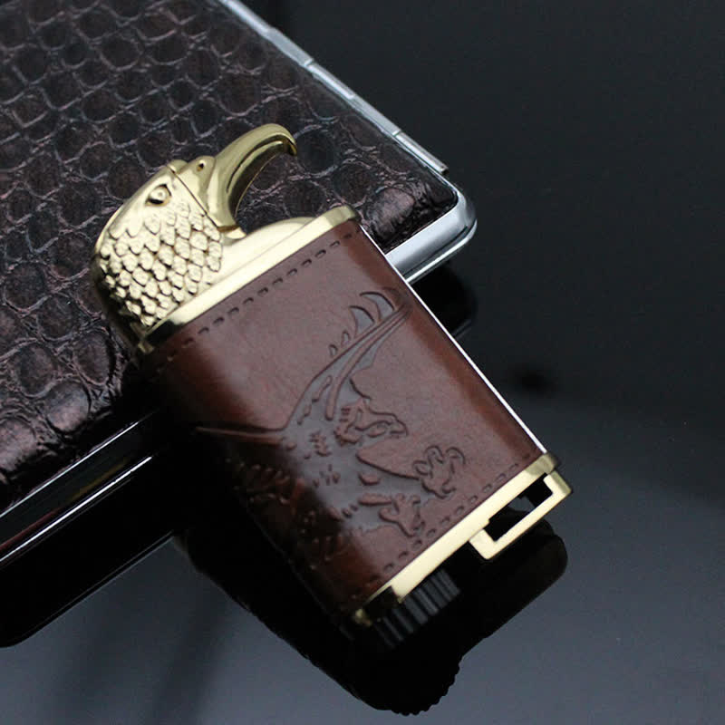 Eagle Head Leather Refillable Butane Lighter - Eagle - image 0