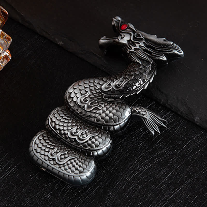 Creative Unique Dragon Shape Refillable Butane Lighter - Antique Silver - image 8