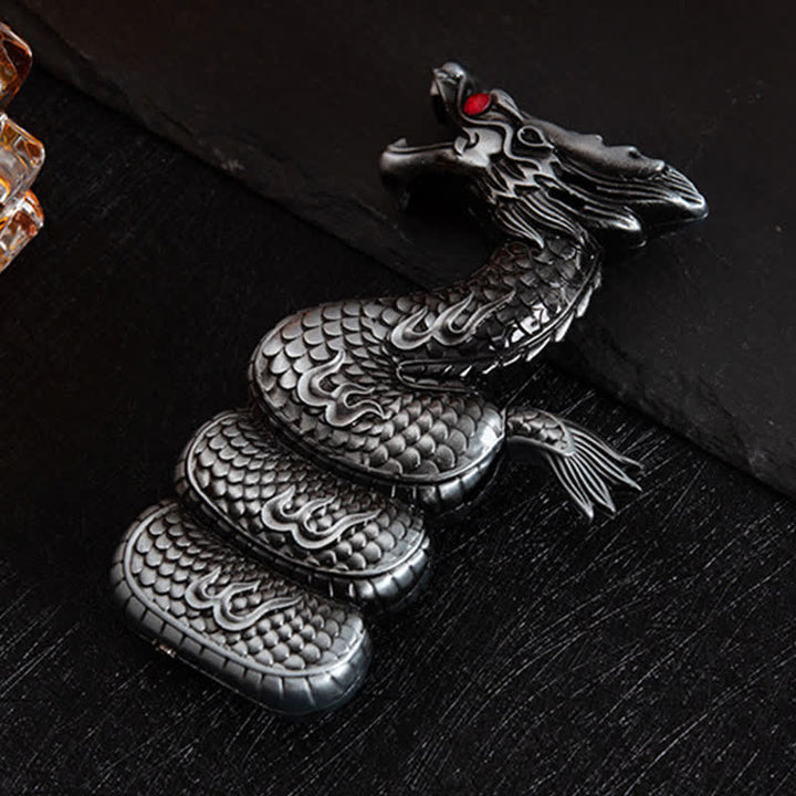 Creative Unique Dragon Shape Refillable Butane Lighter - Antique Silver - image 8