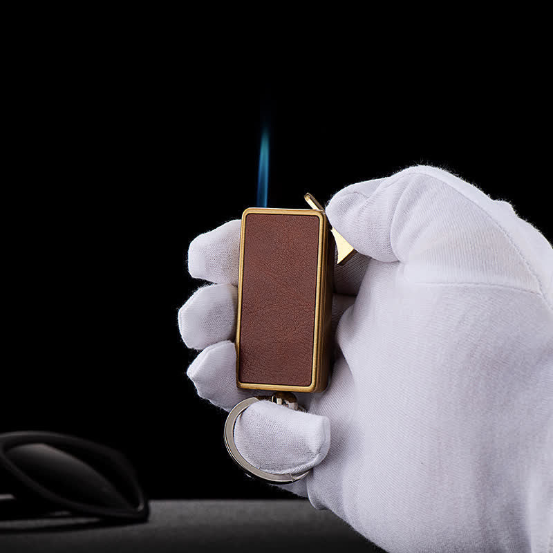 Portable Keychain Leather Body Refillable Butane Lighter - image 1