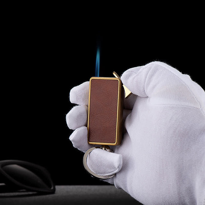 Portable Keychain Leather Body Refillable Butane Lighter - image 1
