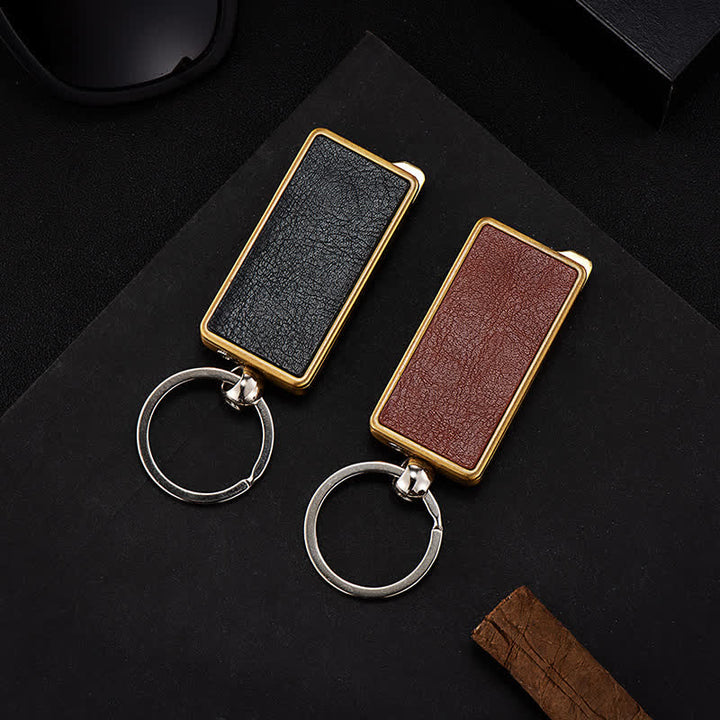 Portable Keychain Leather Body Refillable Butane Lighter - image 0