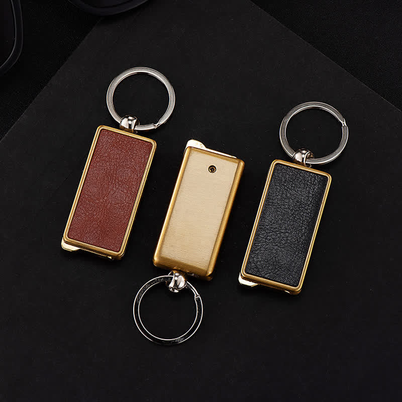 Portable Keychain Leather Body Refillable Butane Lighter - image 4