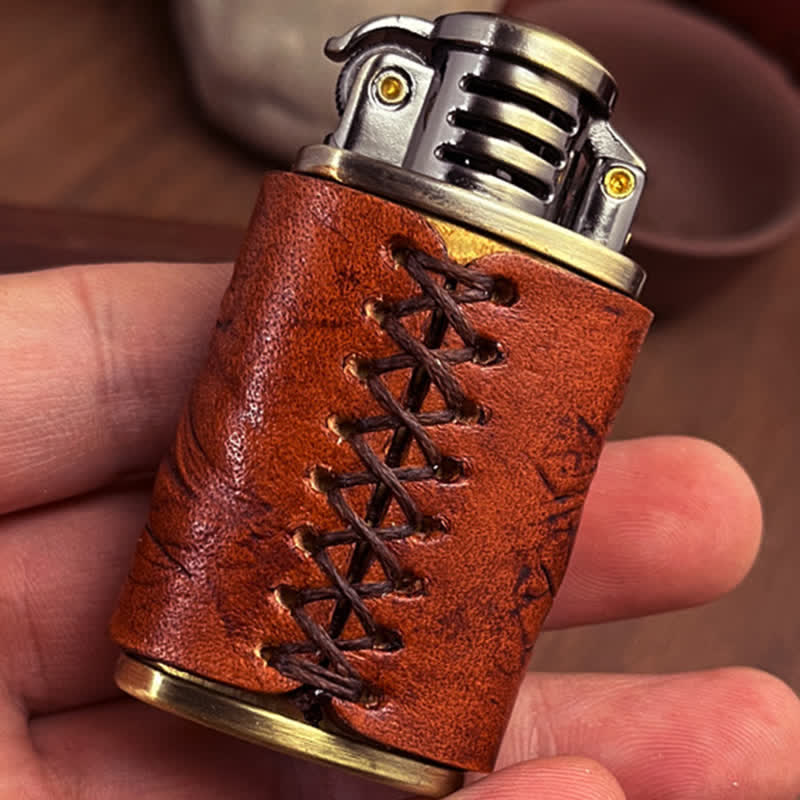 Dragon Eye Leather Sewing Refillable Butane Lighter - image 2