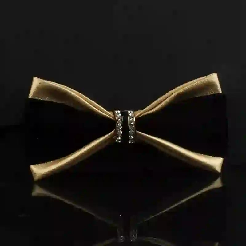 2Pcs Men's Crystal Decoration PU Leather Deer Pin Bow Tie Set - image 1