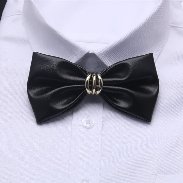 Men's Sparkling Rhinestone Black PU Leather Bow Tie - Style #2 - image 2