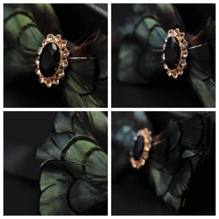 Forest Green Crystal Party Formal Feather Bow Tie - image 5
