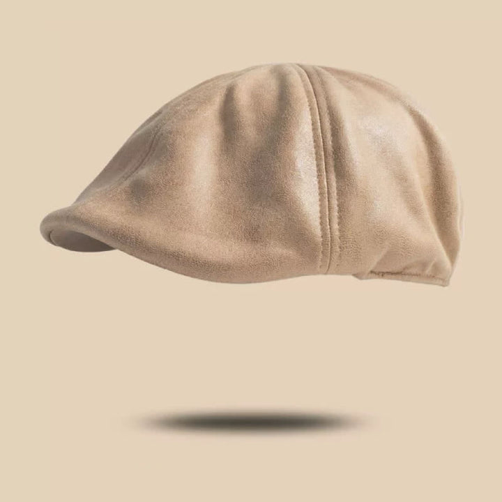 Octagonal Flat Head Retro Style Leather Beret Hat - Beige - M (22"-22 7/8") - image 6