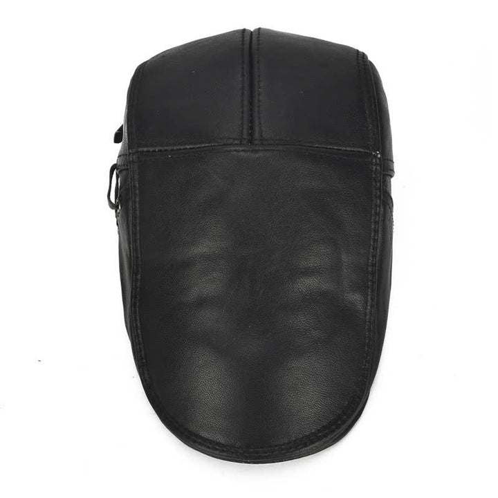 Side Lace-Up Cowhide Leather Beret Hat - image 7