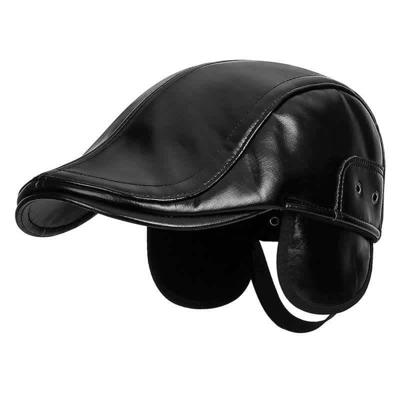 Black Casual Winter Warm Ear Flap Beret Hat - image 1