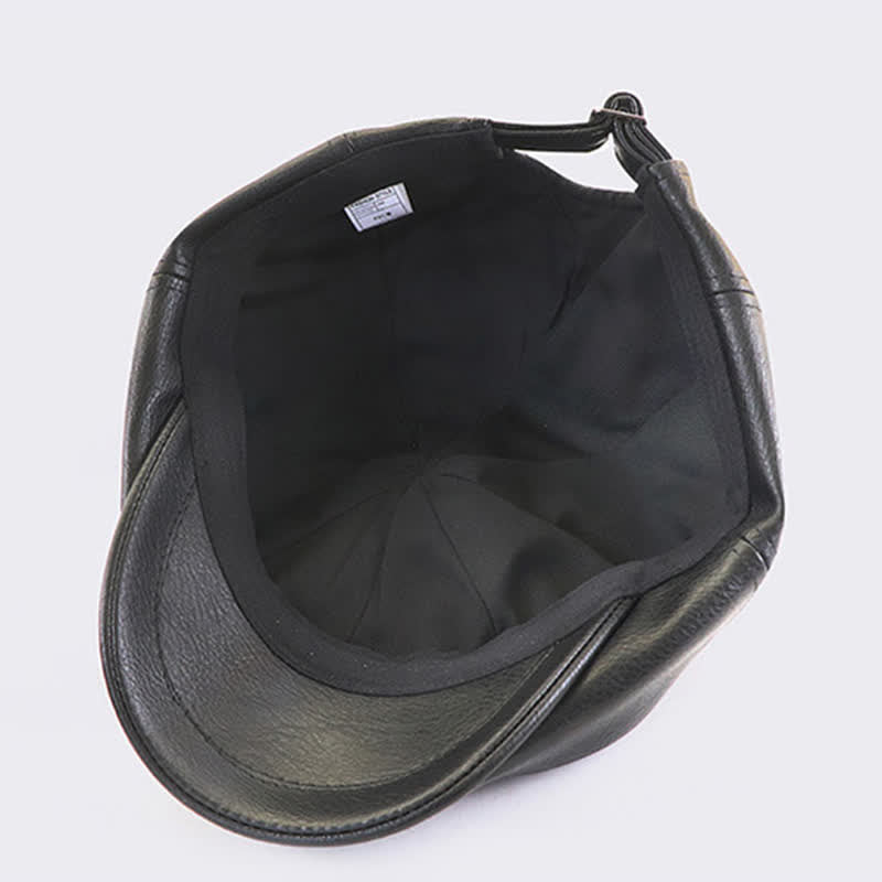 Retro Style Sewing Design Newsboy Leather Beret Hat - image 4