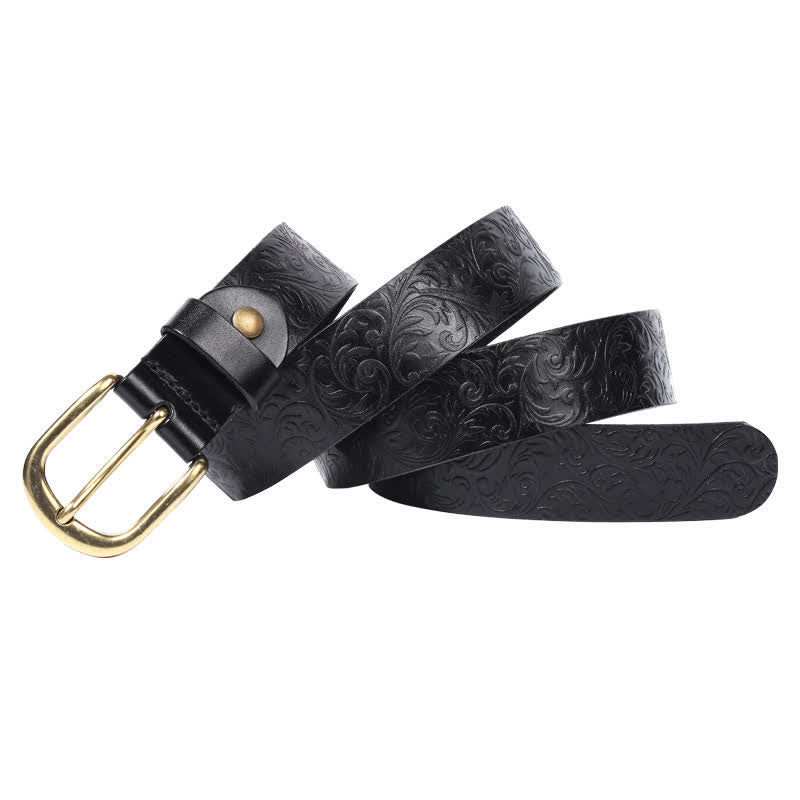 Classical Beautifully Floral Embossed Leather Belt - image 6
