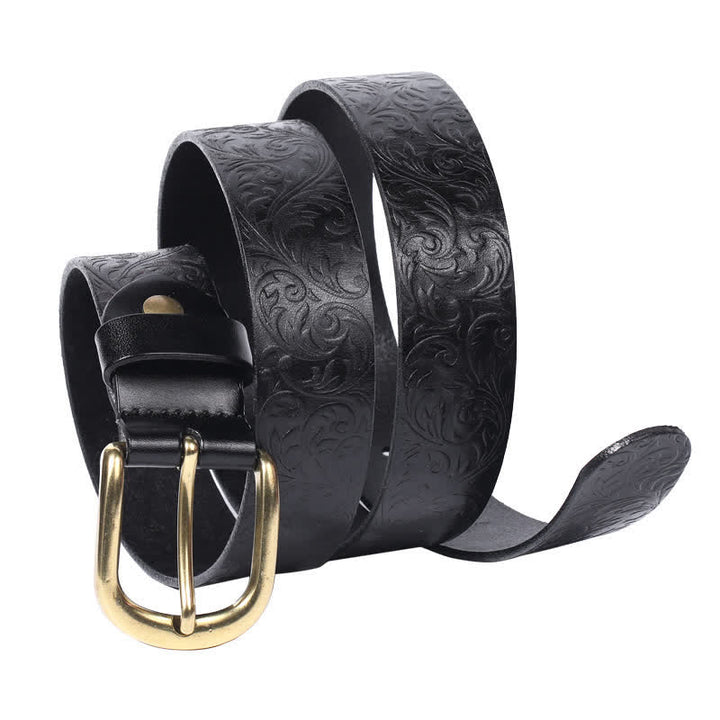 Classical Beautifully Floral Embossed Leather Belt - image 5
