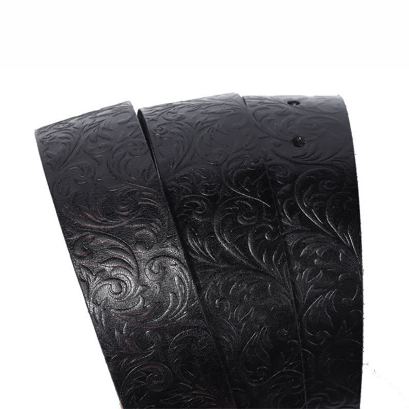 Classical Beautifully Floral Embossed Leather Belt - image 9