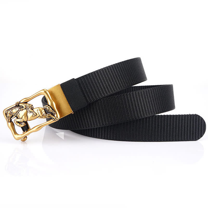 Men's Horse Riding Hollow Automatic Buckle Nylon Belt - image 3