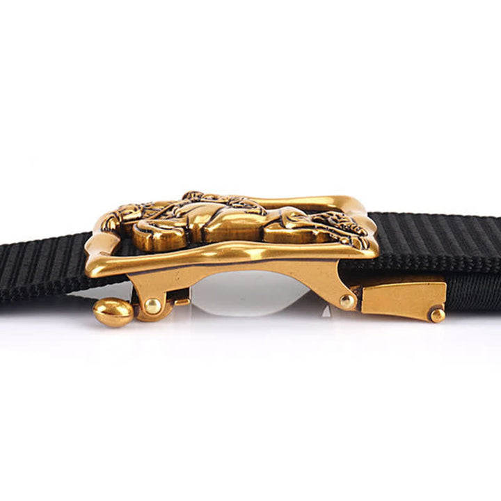 Men's Horse Riding Hollow Automatic Buckle Nylon Belt - image 5