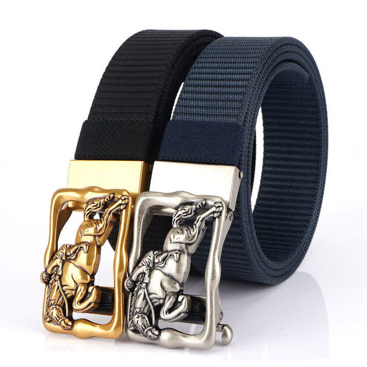 Men's Horse Riding Hollow Automatic Buckle Nylon Belt - image 1