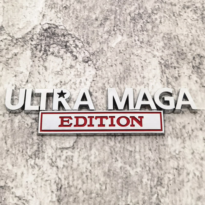 ULTRA MAGA EDITION Metal Sticker Car Badge - Silver & Red - image 0